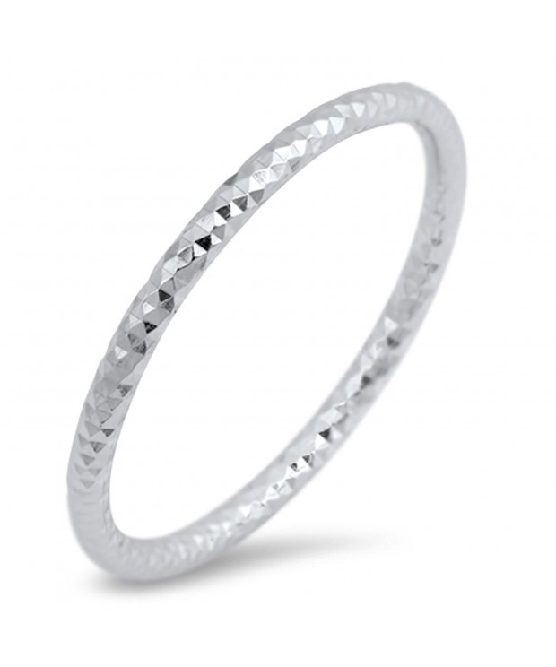 Diamond Cut Stackable Wedding Sterling Silver