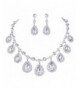 BriLove Teardrop Statement Necklace Silver Tone