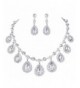 BriLove Teardrop Statement Necklace Silver Tone