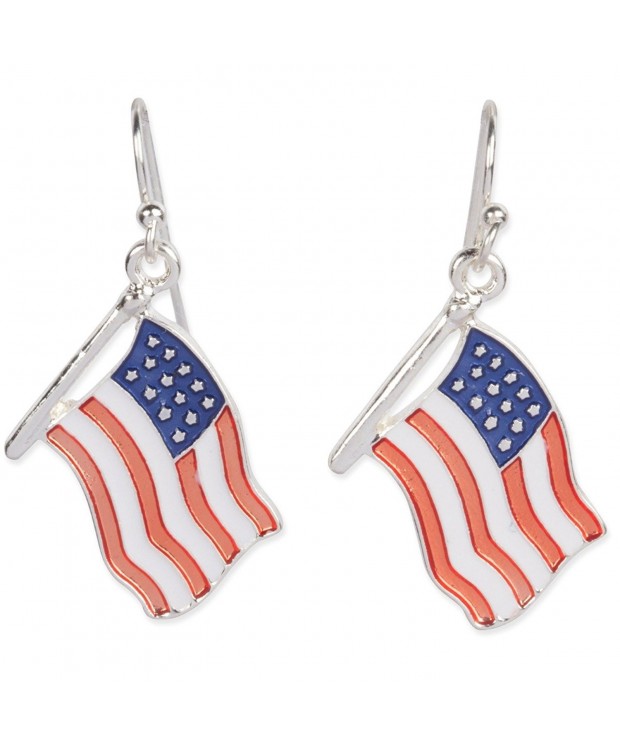 American Patriotic Dangle Earrings Enamel