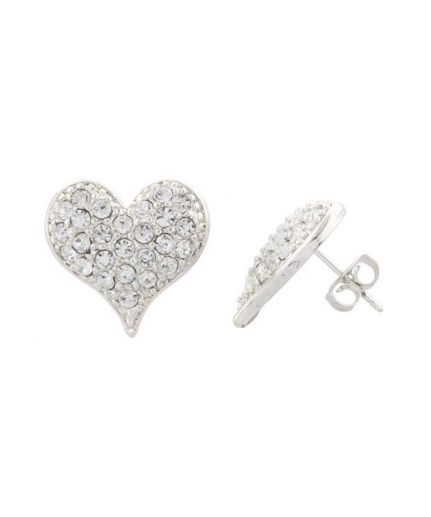 Silvertone Medium Size Heart Earrings