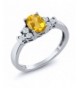 Yellow Citrine White Sterling Silver