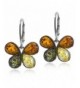 Sterling Multicolor Amber Butterfly Leverback