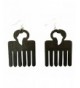 Africa Afro Pick Earrings Black