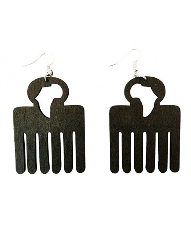 Africa Afro Pick Earrings Black