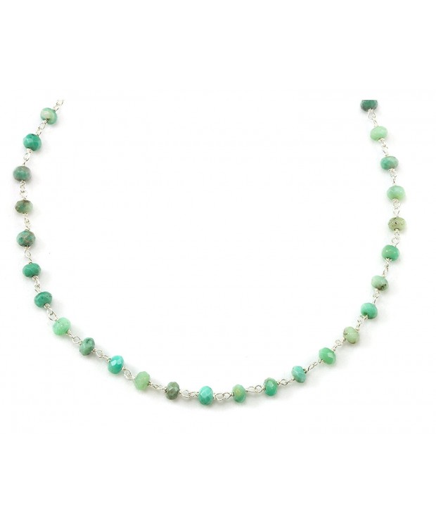 Sterling Chrysoprase Necklace Gemstones Silvertone