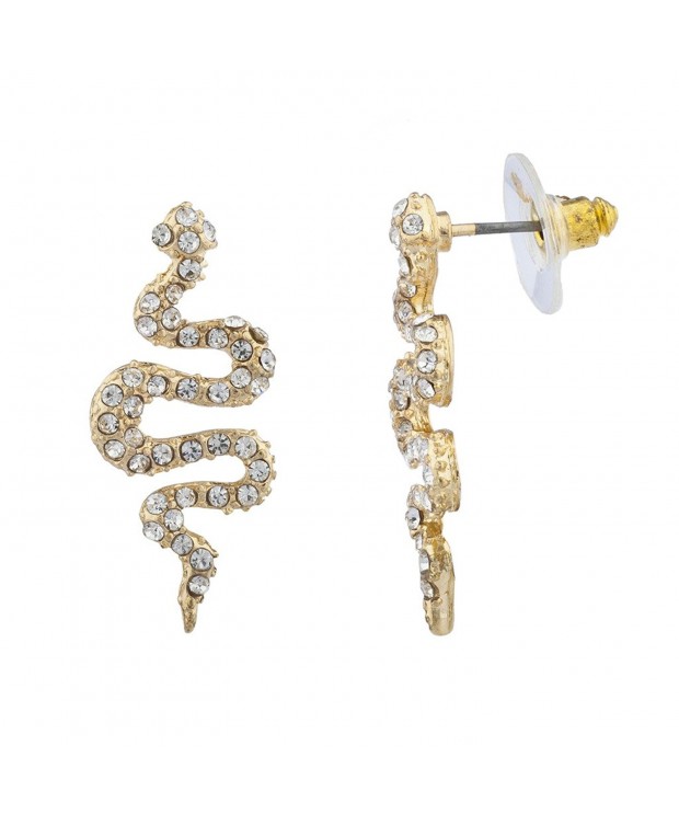 Lux Accessories Goldtone Snake Earrings