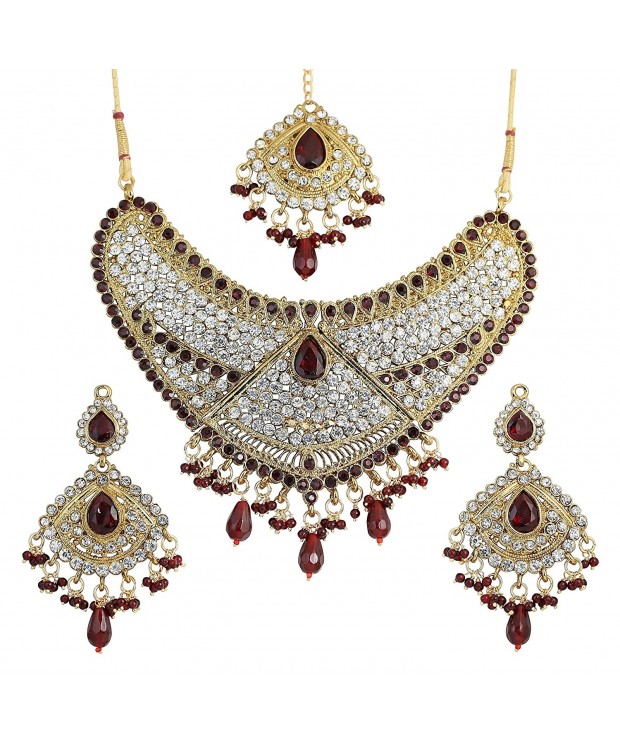 Touchstone bollywood ruby rhinestones jewelry necklace