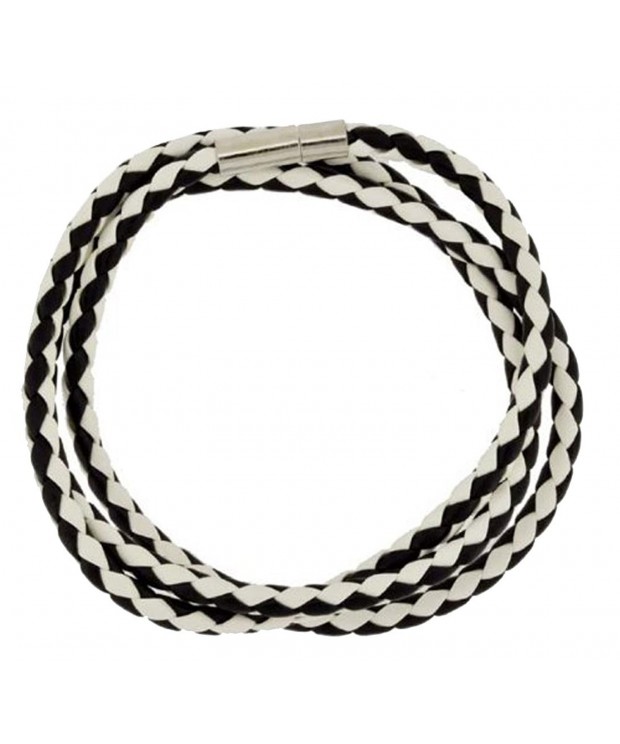 Black Braided Leather Bracelet Wrap