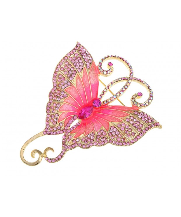 Alilang Golden Rhinestones Butterfly Asymmetrical