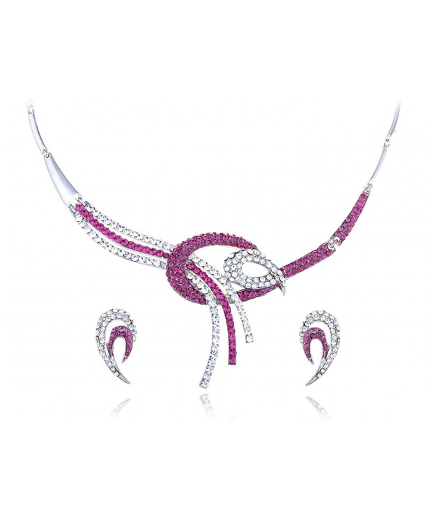 Alilang Fuchsia Artistic Swarovski Necklace