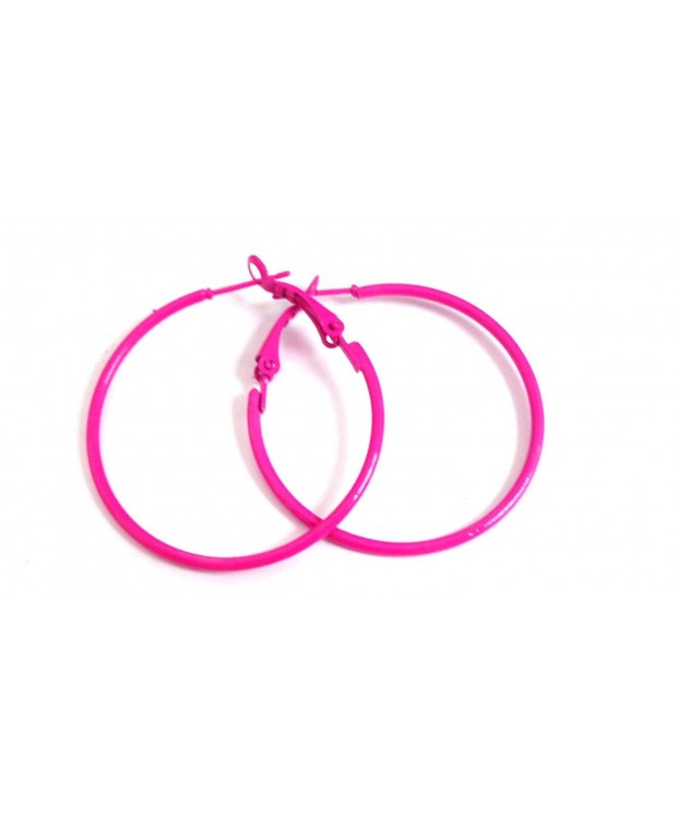 Pink Hoop Earrings Simple Thin