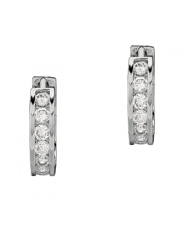 Sterling Silver Channel set Zirconia Earrings