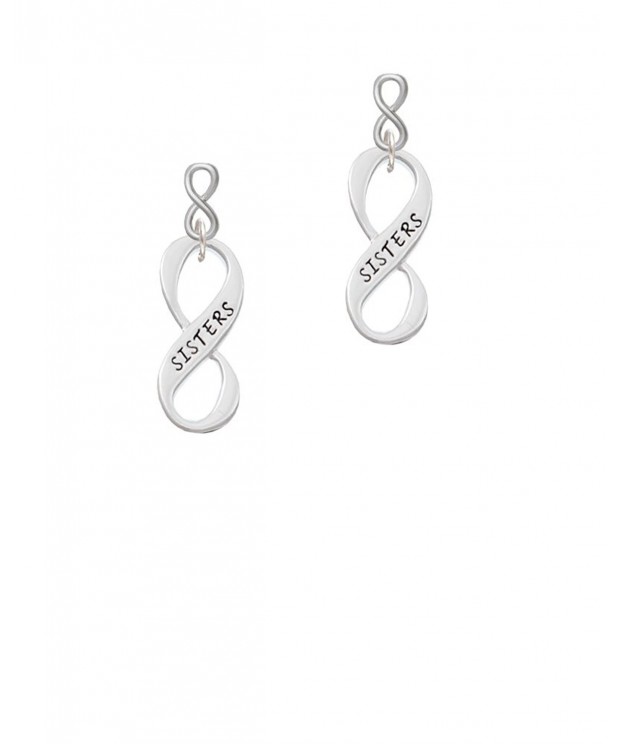 Silvertone Sister Infinity Sign Earrings