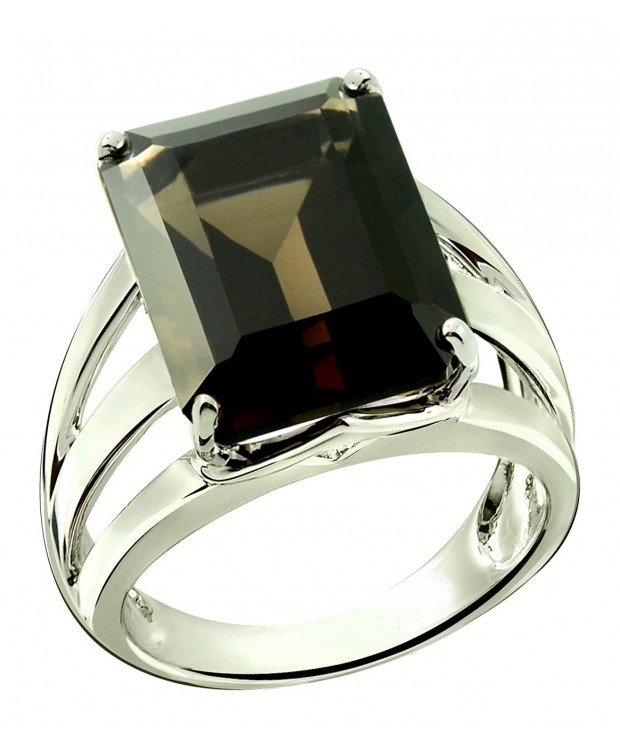 RB Gems STATEMENT Rhodium Plated smoky quartz