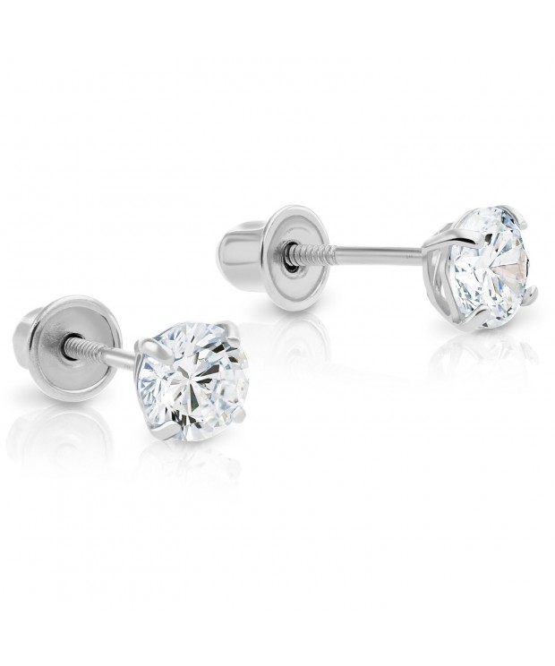 White Cubic Zirconia Solitaire Earrings