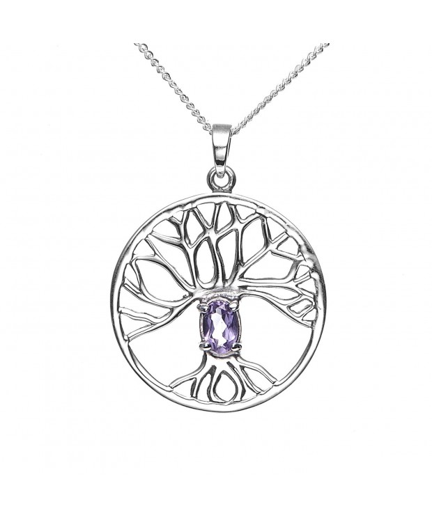 Sterling Amethyst Trinity Pendant Necklace