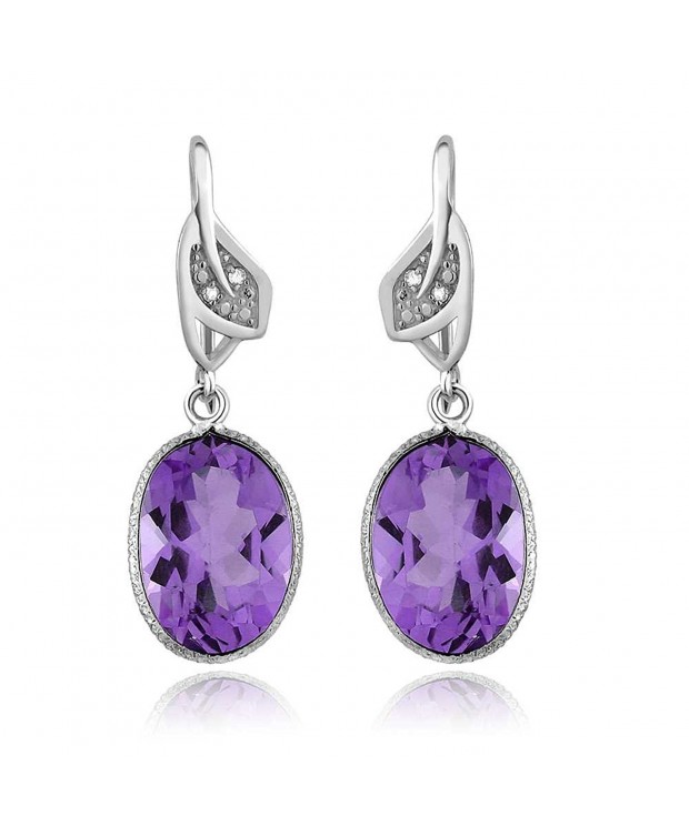 Amethyst Diamond Sterling Silver Earrings