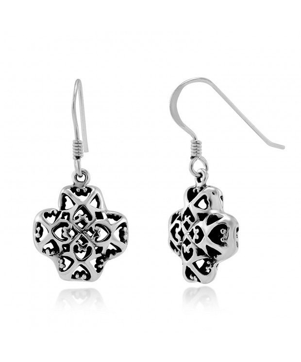 Sterling Silver Filigree Shamrock Earrings