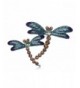 Alilang Silvery Rhinestones Dragonfly Brooch