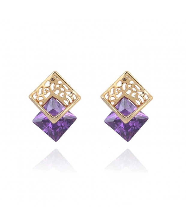 YAZILIND Fashion Earrings Purple Zirconia