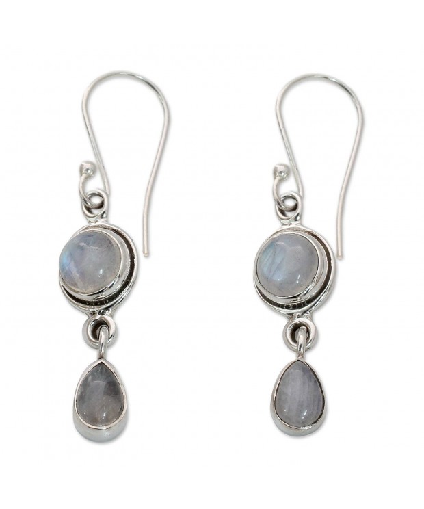 NOVICA Moonstone Sterling Earrings Shimmer