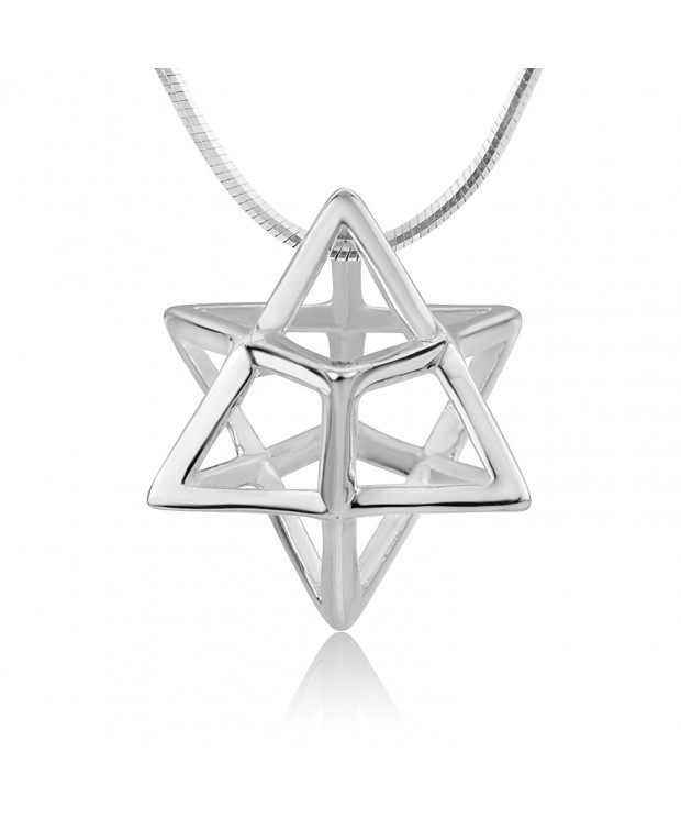 Sterling Merkabah Geometry Tetrahedron Necklace