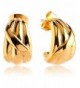 Thick J Hoop Twisted Earrings Gold