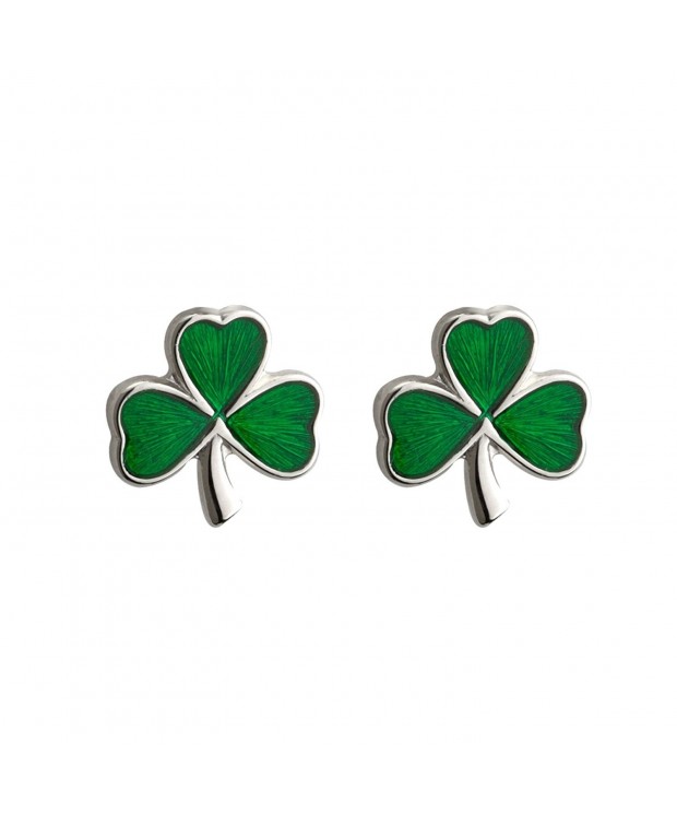 Shamrock Earrings Sterling Silver Enamel