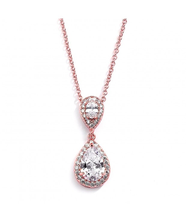 Mariell Pear Shaped Zirconia Teardrop Necklace