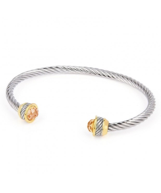 Faceted Zirconia Twisted Bangle Champagne