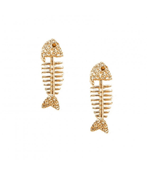 Spinningdaisy Funky Fishbone Earrings Gold