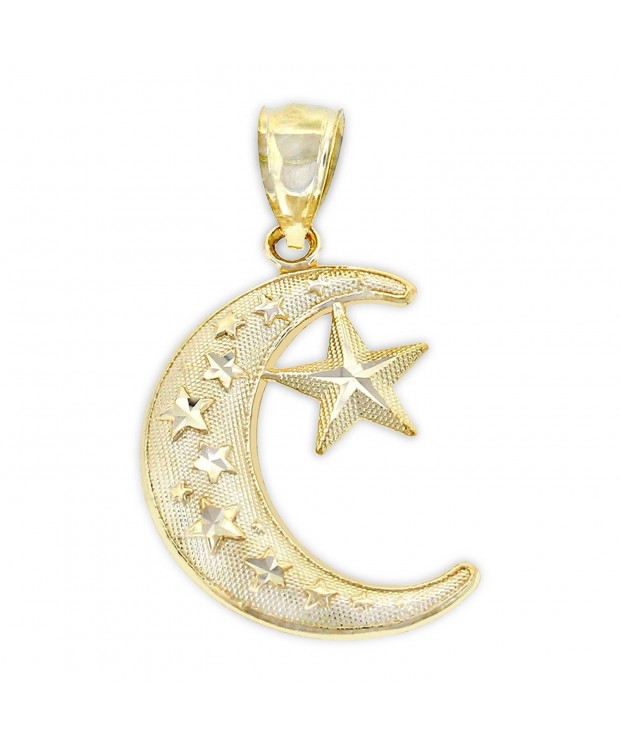 Gold Moon Star Charm Solid