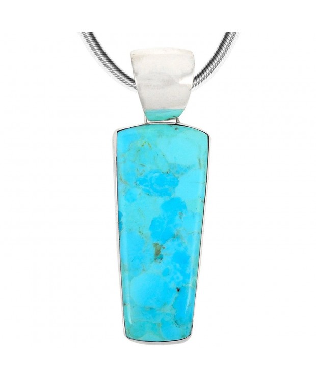 Turquoise Pendant Necklace Sterling Genuine
