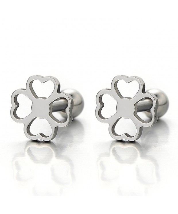 Clover Earrings Stainless Steel Screw