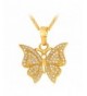 Diamond accented Plated Butterfly Pendant Necklace