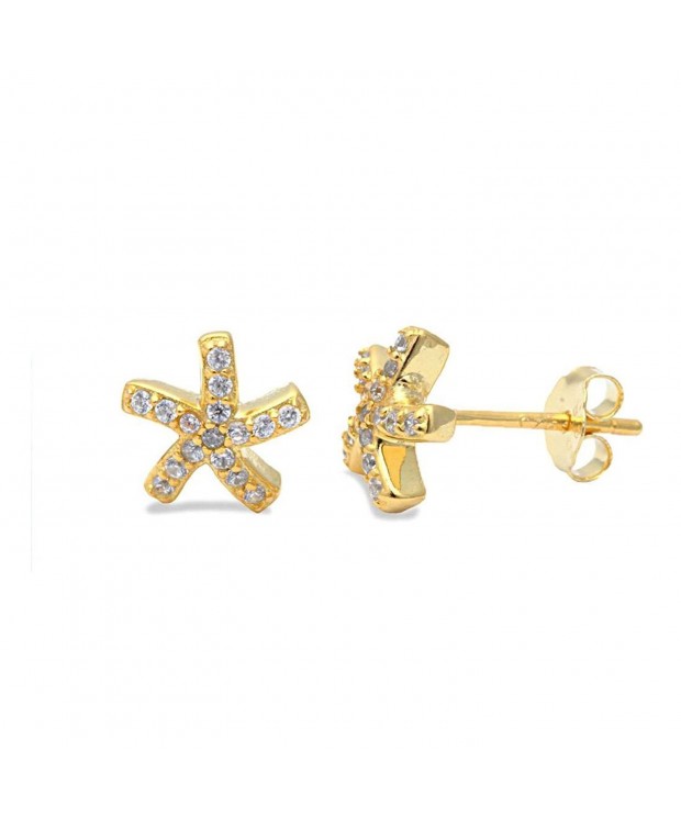 Starfish Earring Zirconia Yellow Sterling