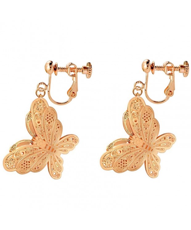 Earrings Butterfly Dangle Piercing Plated