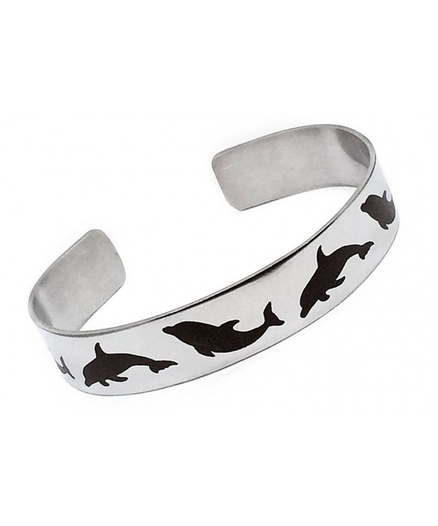 Stainless Adjustable Bracelet Engraved Dolphin