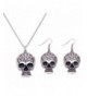 Halloween Crystal Skeleton Necklace Earrings