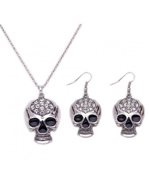 Halloween Crystal Skeleton Necklace Earrings