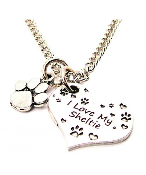 Sheltie Print Pewter Fashion Necklace