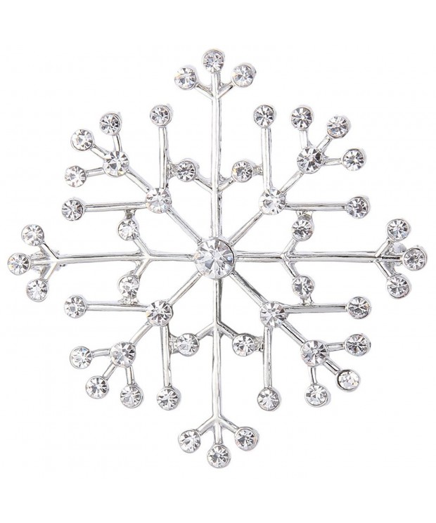 EVER FAITH Silver Tone Austrian Snowflake