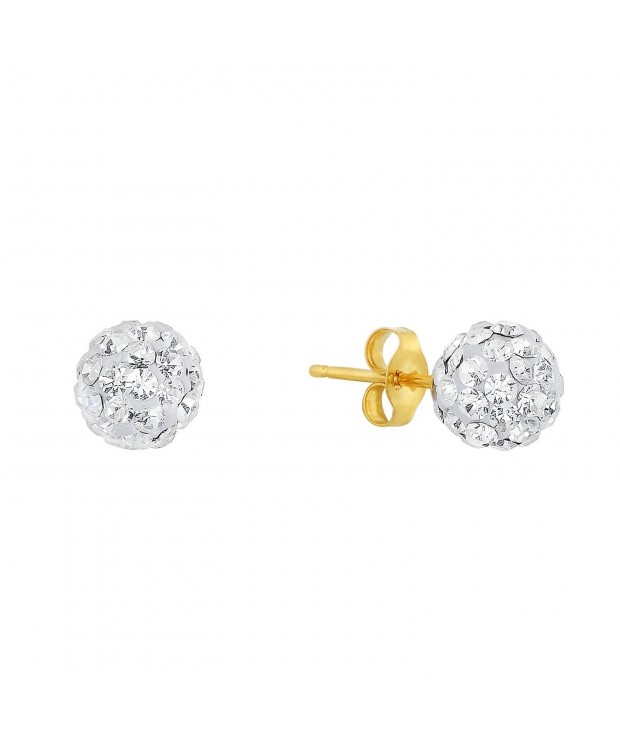 Yellow Round Crystal Earrings Pushbacks