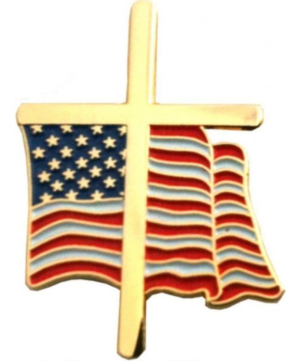 American Flag Cross Lapel Pin