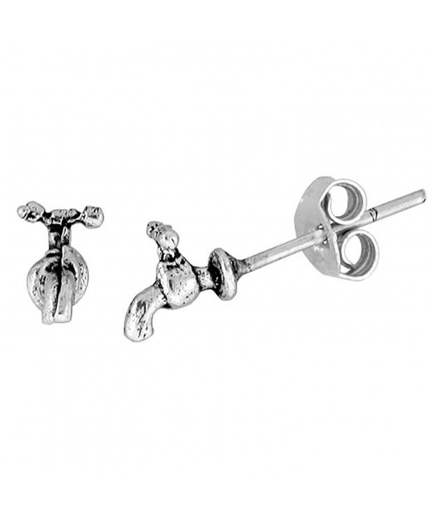 Tiny Sterling Silver Faucet Earrings