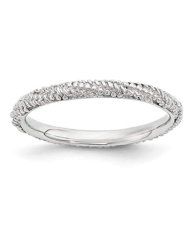 2 25mm Rhodium Sterling Stackable Textured
