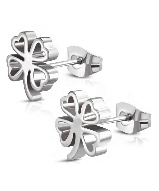 Stainless Clover Shamrock Cut Out Earrings