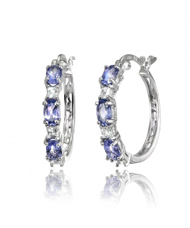 Sterling Tanzanite Princess cut Filigree Earrings