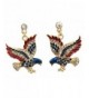 American Patriotic Elephant Earrings Gold tone